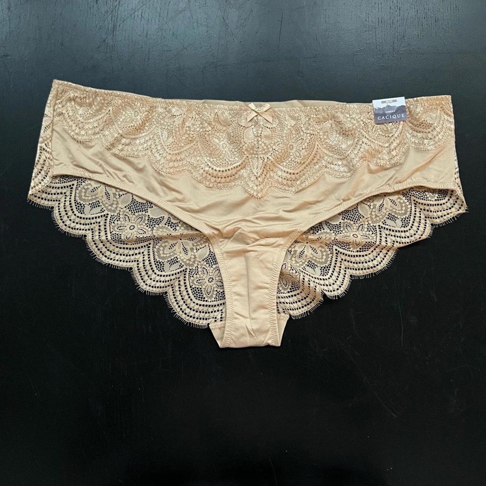 Cacique Cheeky Lace Panties Nude Floral Strappy Plus Size 22/24